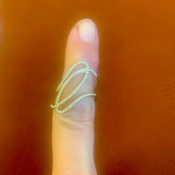 Abstract rhinestone ring in gold - Picture 1 of 2